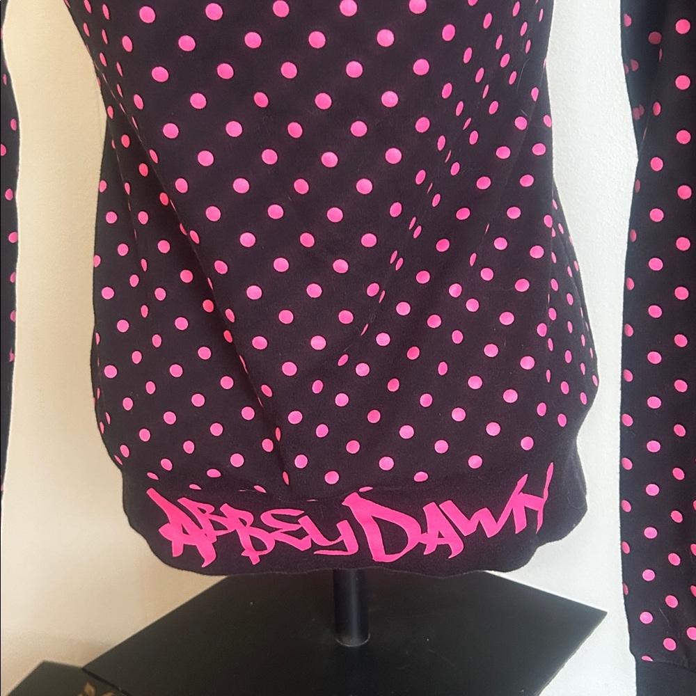 Vintage Y2K Black with pink polka dots Abbey Dawn hoodie by Avril Lavigne - Picture 7 of 8